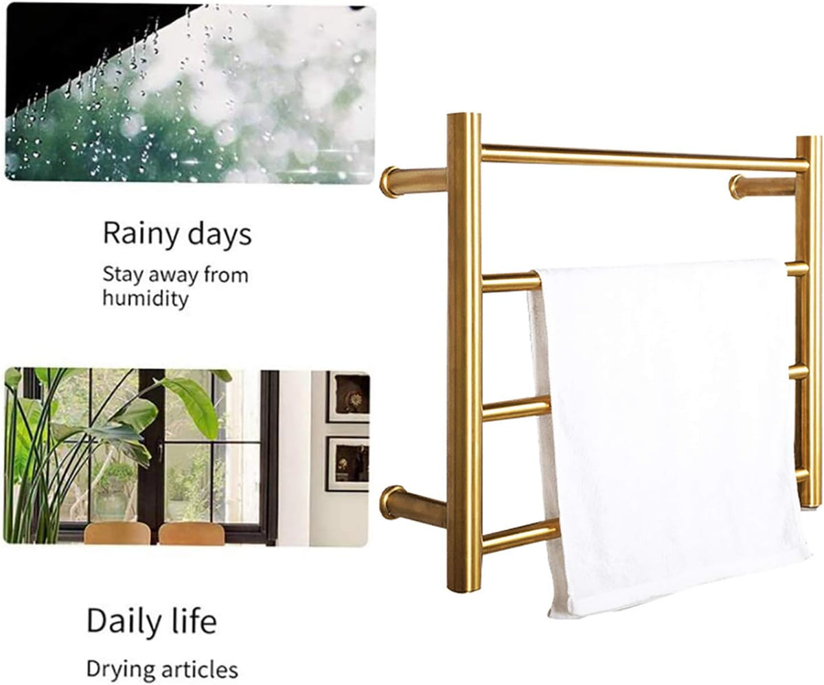 Towel Warmer,Electric Towel Rack with 4 Round Bars 304 Stainless Steel Heated Towel Bar Electric Drying Rack Wall Mounted Bath Towel Dryer (Hardwired)