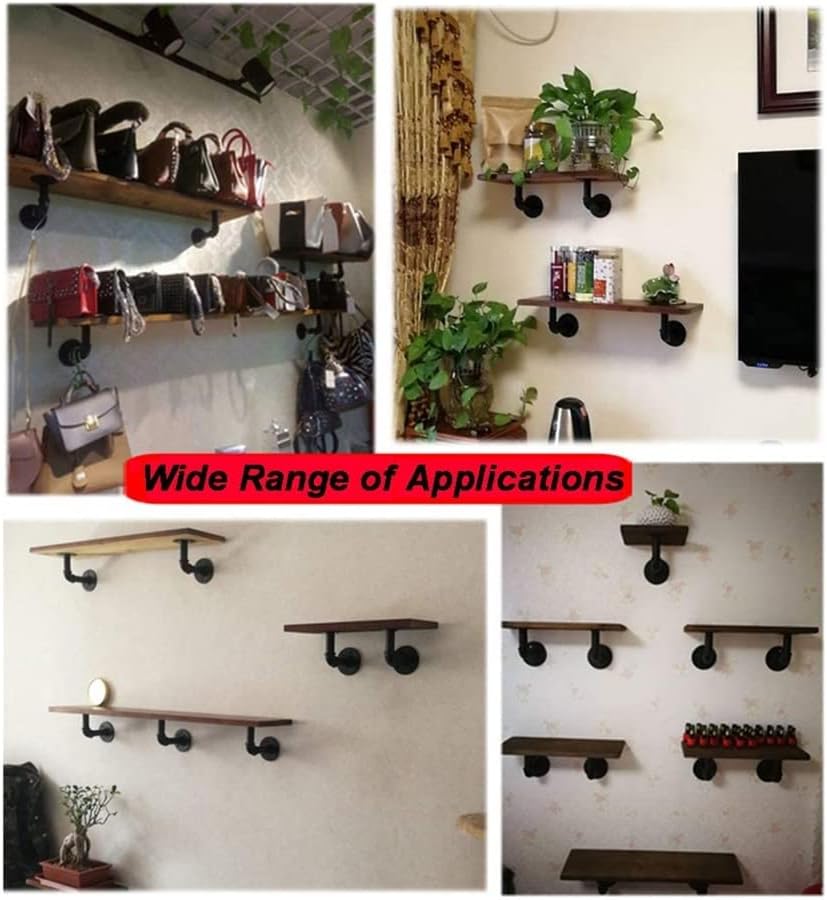 Door Stop Stopper Holder 4 Pcs Rustic Pipe Decor Shelf Brackets,Wall Mounting Floating Shelves