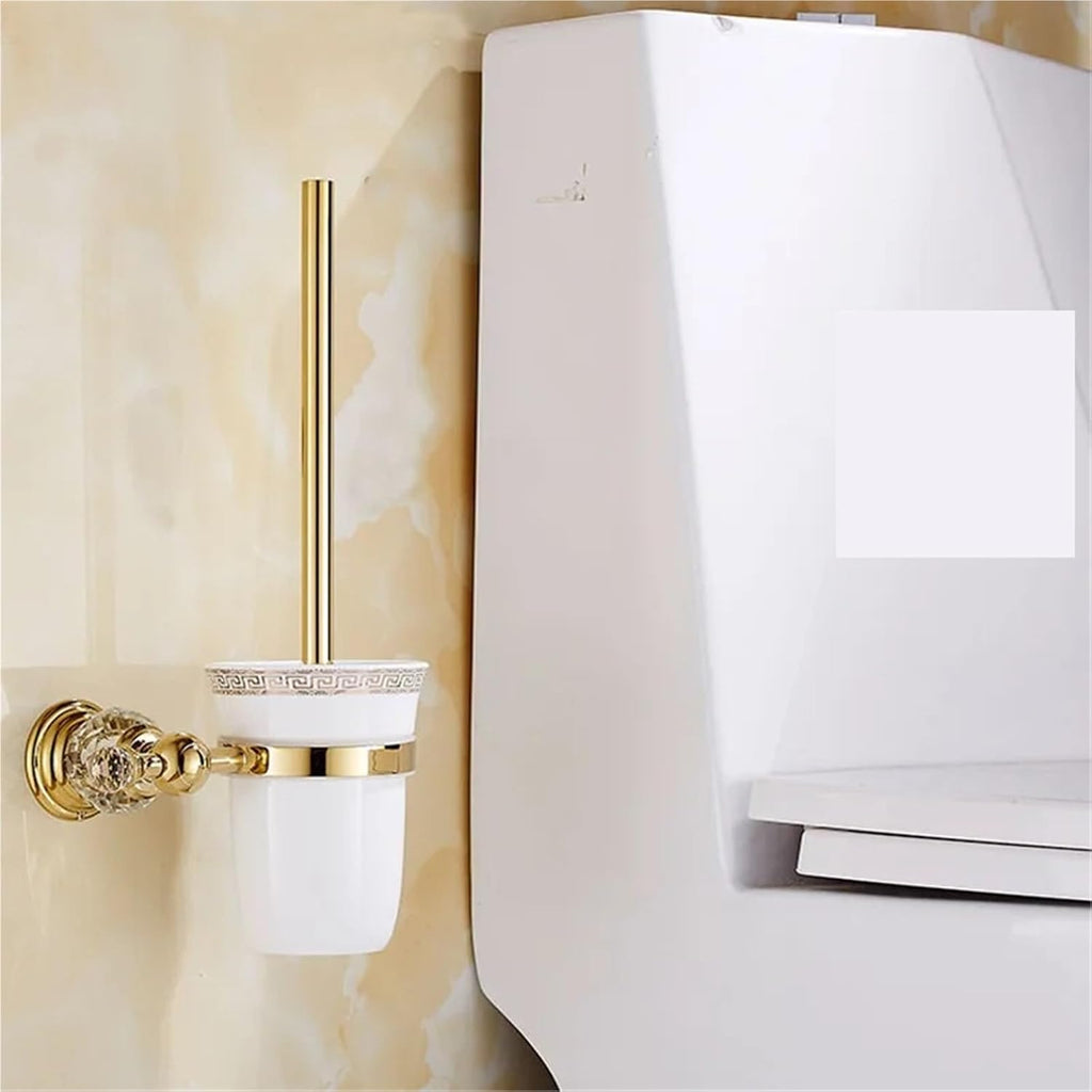 Shower Shelf Toilet Paper Holder Golden Crystal Wall Mounted Towel Bar Bathroom Accessories Set(Movable Three-bar)