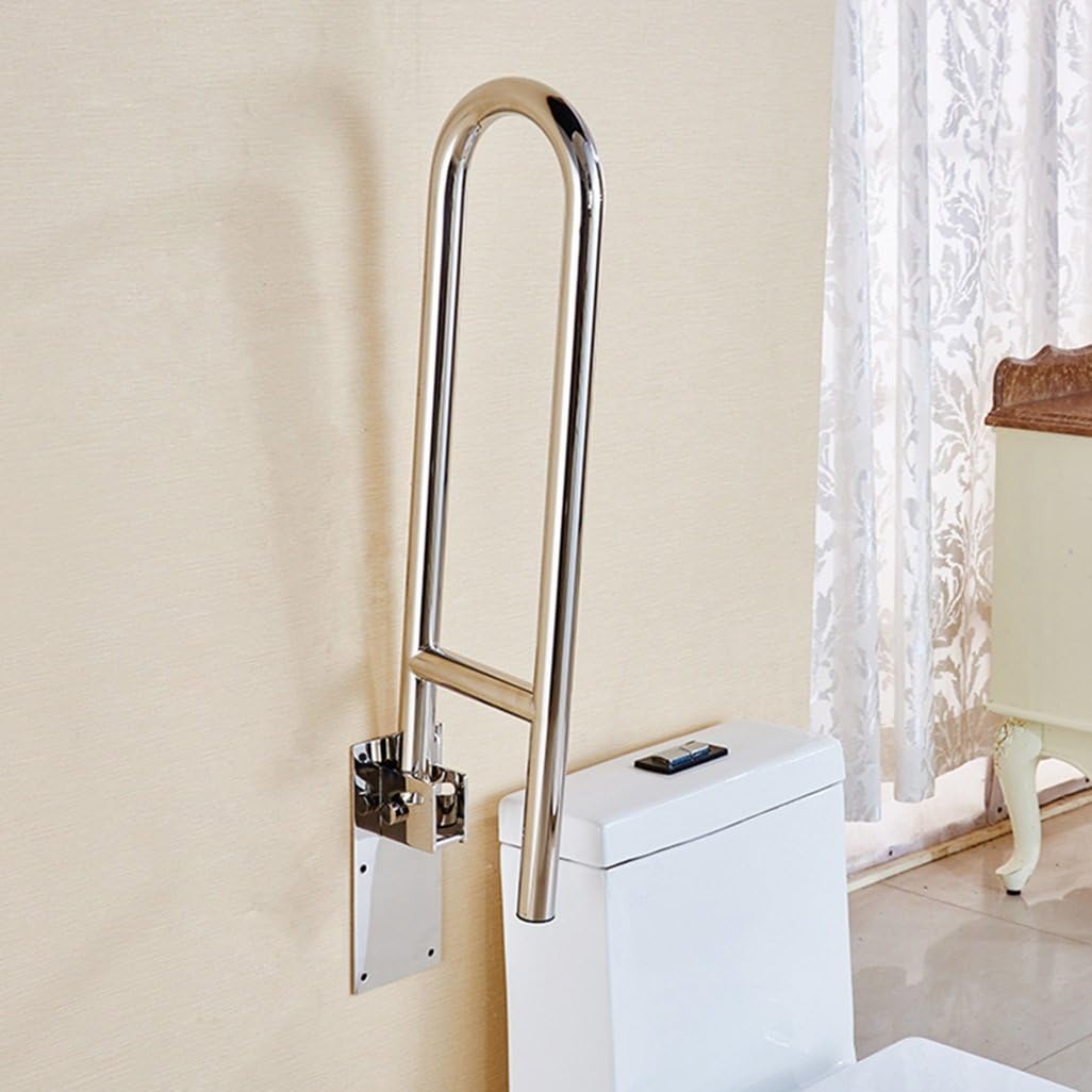 Grab Bar 304 Stainless Steel Grab Rails Polished Chrome Finished Foldable Wall Mounted Handrails Disability Aid Hold for Toilet Shower Bathroom,