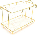 MaikOn Bathroom Glass Shelf,Bathroom Glass Shelf, 2 Tiers Gold Bathroom Countertop Rack Metal Storage Shelf Bathroom Corner Shelf Bathroom Countertop Rack Bathroom Container for Home Hotel Gold
