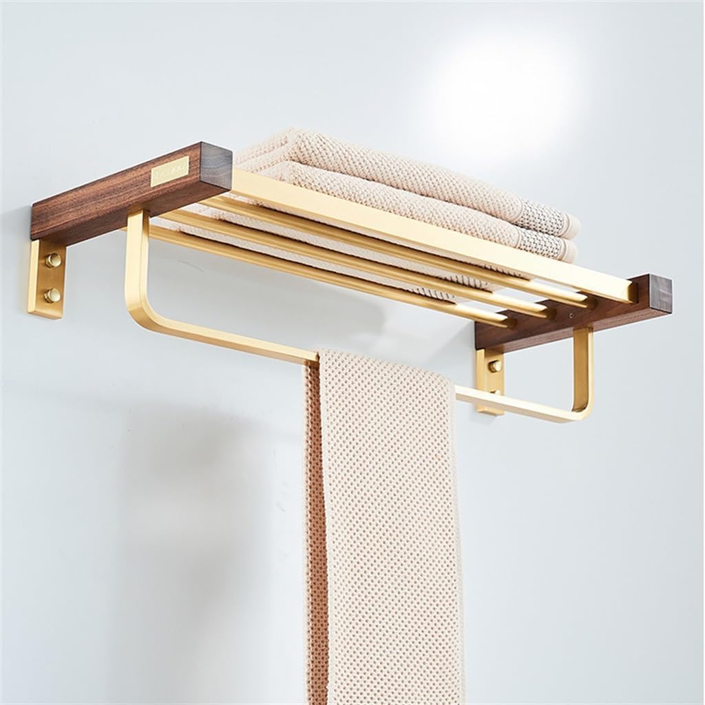 Bathroom Black Walnut Towel Rack Toilet No-Punch Bath Towel Rack Wooden Paper Bar