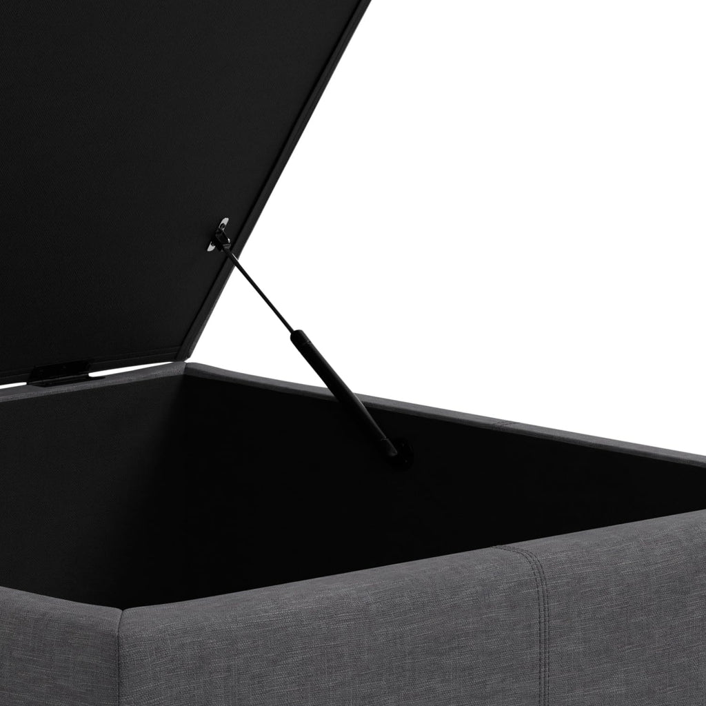 SIMPLIHOME Gabbie 36' WD Contemporary Square Coffee Table Storage Ottoman in Slate Gray