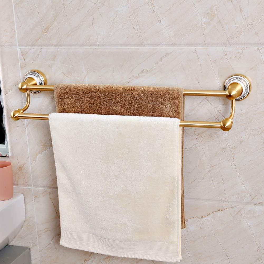 BTZHY Towel Rack Towel Rack Double Pole Towel Rack,Punch-Free Towel Bar,Bathroom Suction Cup Towel Holder Space Aluminum Towel Shelf/A/57Cm Bathroom Hardware/a/57Cm The New