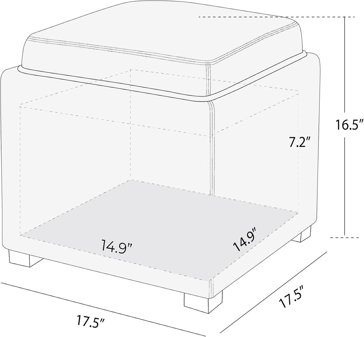 CHITA Storage Ottoman Cube with Tray Lid, Set of 2, Small Footstool with Storage, Square End Table for Living Room and Bedroom, Fabric in Linen