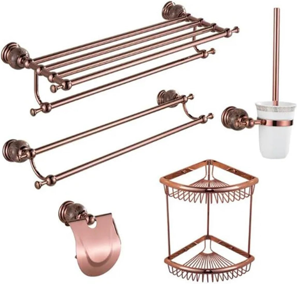 Brass and Jade Rose Gold Bathroom Accessories,Paper Holder,Towel Bar,Soap Basket,Towel Rack,Hook Bathroom Hardware(Tooth Brush Holders)