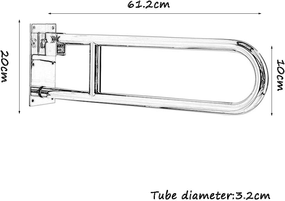 Grab Bar 304 Stainless Steel Grab Rails Polished Chrome Finished Foldable Wall Mounted Handrails Disability Aid Hold for Toilet Shower Bathroom,