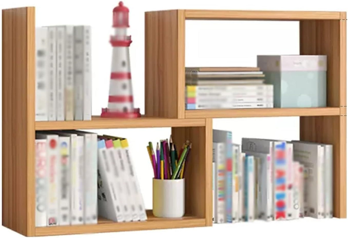 Bookcases Desk Organizers Wood Expandable Desktop Bookshelf Adjustable Desktop Shelves Rack Kitchen Counter Storage Organizer for Office Supplies, Makeup, Seasoning Supplies Bookshelf Bookcase