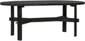 East at Main Celeste Oval Coffee Table, Solid Acacia Wood, Rustic & Modern Design, Handcrafted Living Room Furniture, Distressed Black or Brown Finish, 22' D x 45' W x 18' H