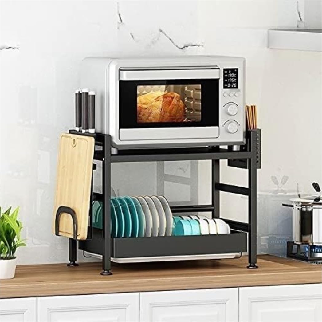 Microwave Stand 2 Tier Microwave Oven Rack Carbon Steel Stand Spice Organizer Shelf Kitchen Storage Storage