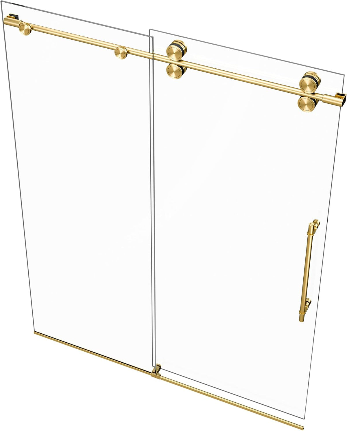 Montage 57.25-59' W x 78' H Euroglide Frameless Shower Door with 3/8' Clear Tempered Glass (Satin Gold/Satin Brass)