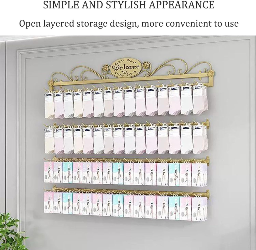 Wall-Mounted Socks Storage Organizer Display Stand,Modern Metal Retail Store Earring Holder Hanging Jewelry Rack,Closet Storage Metal Necklace Hooks Keyring Hats Craft Toys Show Rack