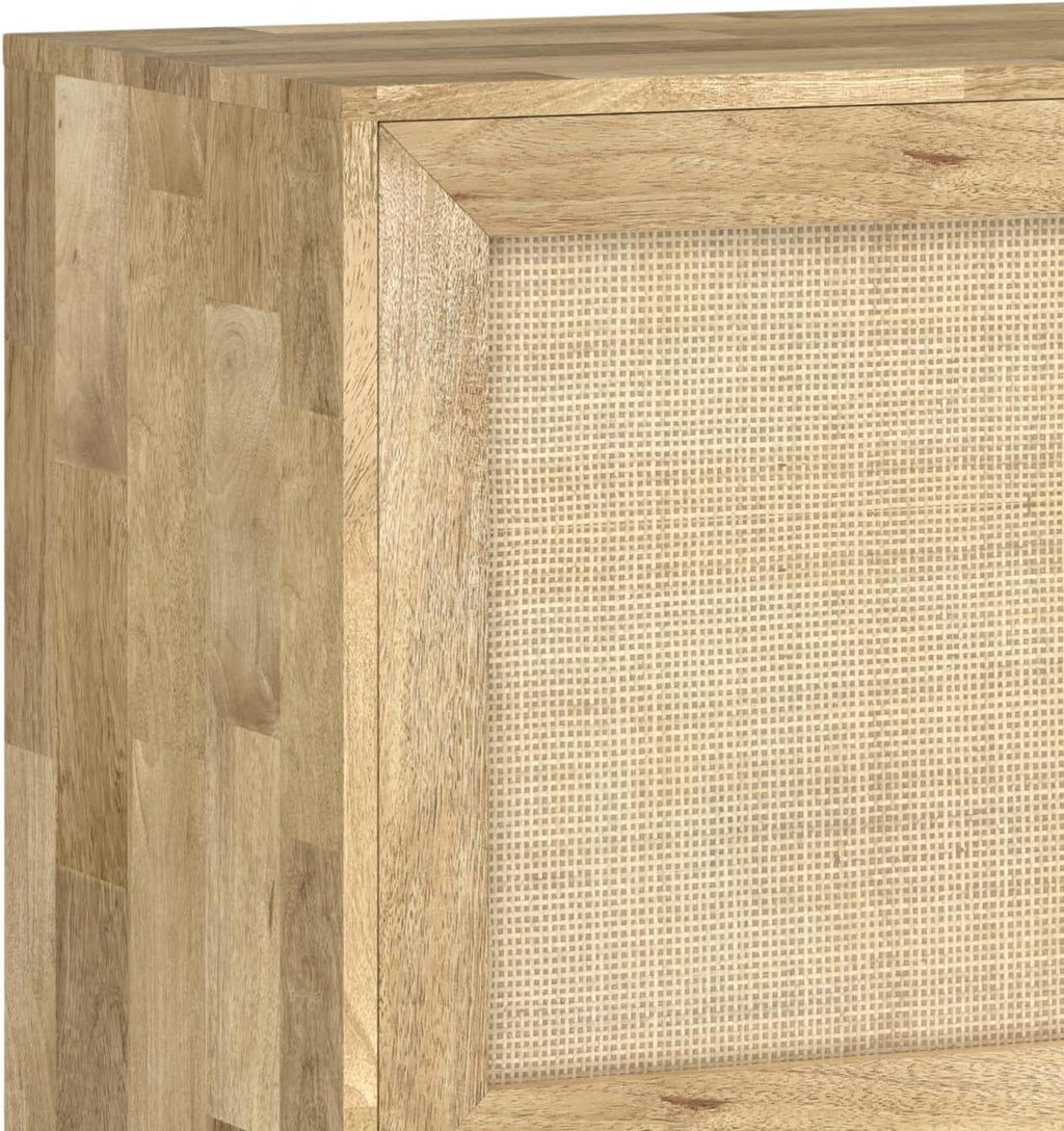 SIMPLIHOME Reeves 57 inch x 18 inch Rectangle Contemporary Modern Sideboard Buffet in Natural for The Dining Room and Kitchen