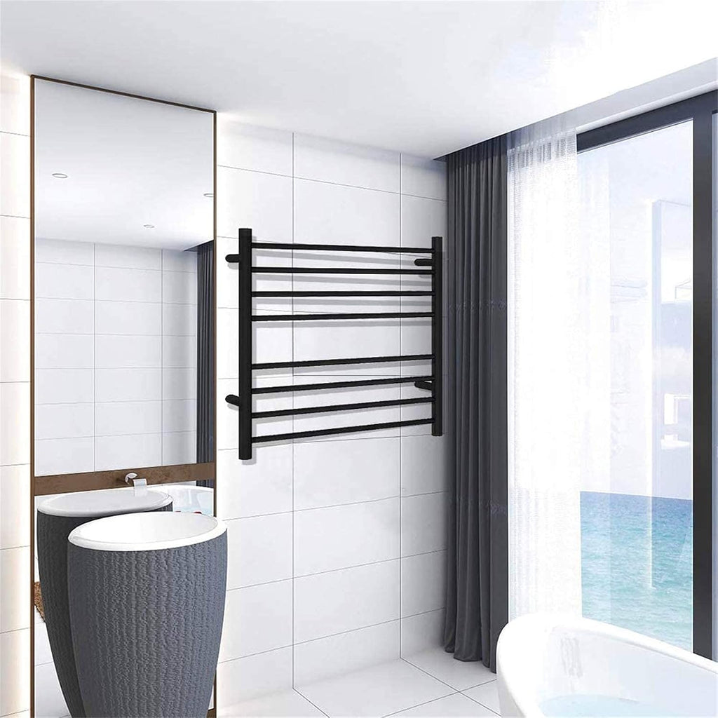 Electric Towel Rack,Wallmounted Tower Warmer Bar 4+4 Heated Bars Towel Drying Rack Heated 80W 25.6X21.6X4.4 in,Plug in,Bath Towel Dryer, Hard Wired