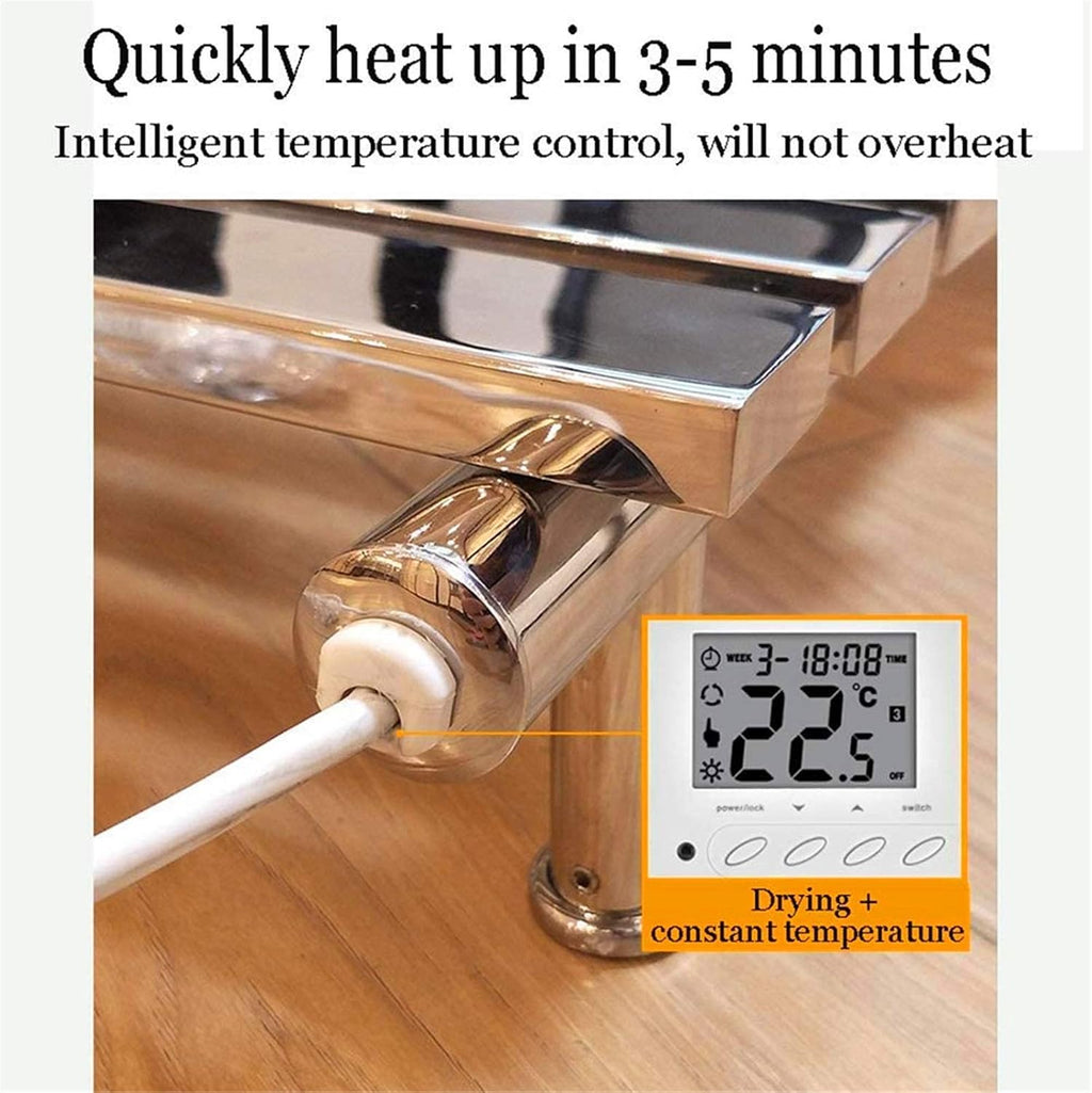 Towel Warmer,Wall Mounted Towel Warmer Electric Heated Drying Racks for Bathroom Stainless Steel 16 Bars Polished 88 Watt,Bath Towel Dryer, Hardwired