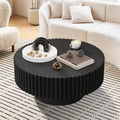 31.5' Round Drum Fluted Coffee Table for Living Room Modern Circle Coffee Table with Pedestal Center Tables Fluted Accent Tea Tables for Apartment Living Room (G)