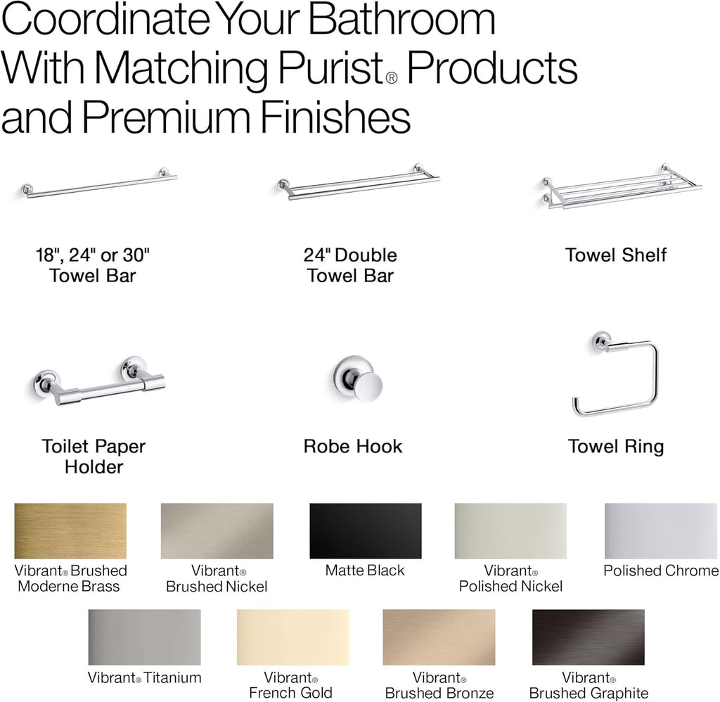Kohler 14437-BL Purist® 30' Towel bar, Matte Black
