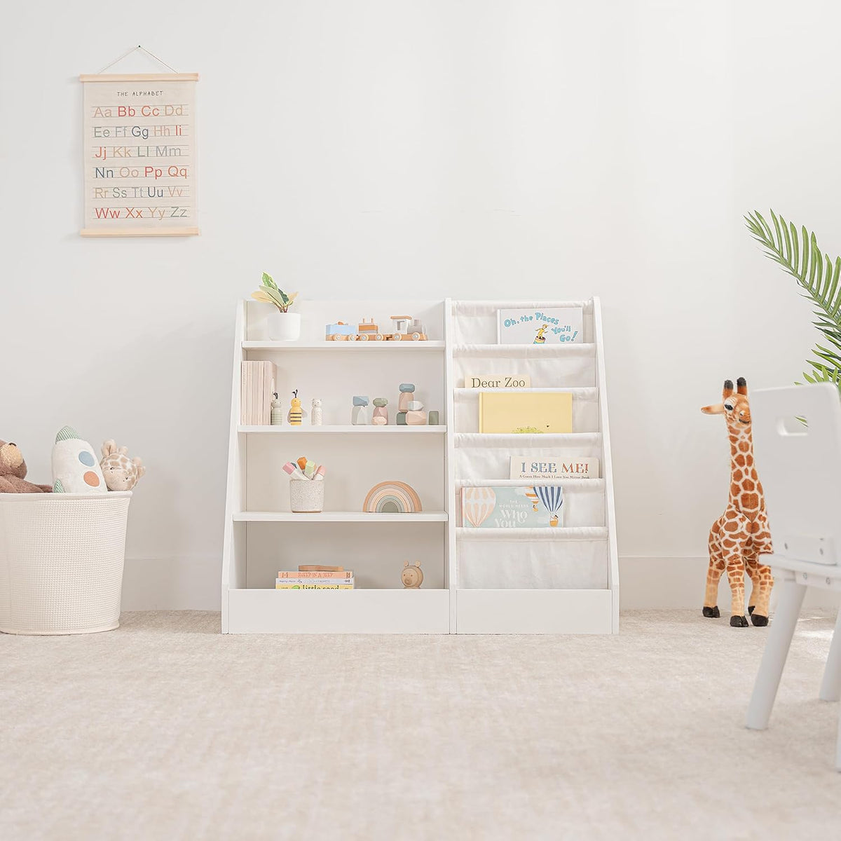 Comfy Cubs Kids Bookshelf and 4-Piece Kids Musical Instruments Set Bundled
