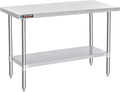 DuraSteel 24x60 Stainless Steel Work Table - NSF Commercial Prep Metal Table w/Adjustable Under Shelf - Kitchen Outdoor Pizza Oven Stand, Garage Workbench, Laundry Utility Worktable - 350 lb Capacity