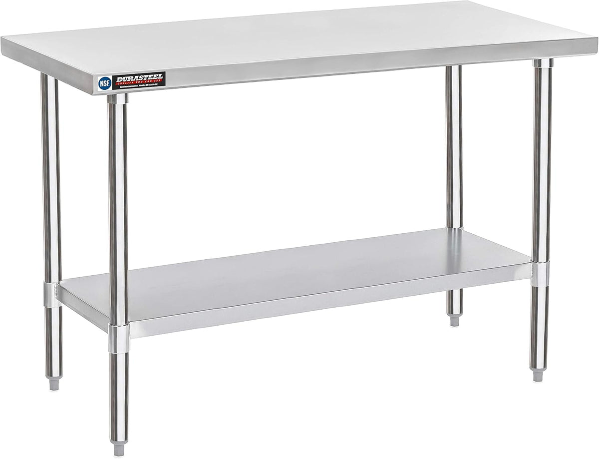 DuraSteel 24x60 Stainless Steel Work Table - NSF Commercial Prep Metal Table w/Adjustable Under Shelf - Kitchen Outdoor Pizza Oven Stand, Garage Workbench, Laundry Utility Worktable - 350 lb Capacity