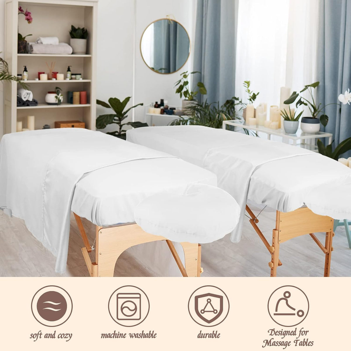 Oudain 12 Sets Soft Microfiber Massage Table Sheets Set Bulk 3 Piece Set Includes Massage Table Cover, Massage Fitted Sheet, and Massage Face Rest Cover (White)