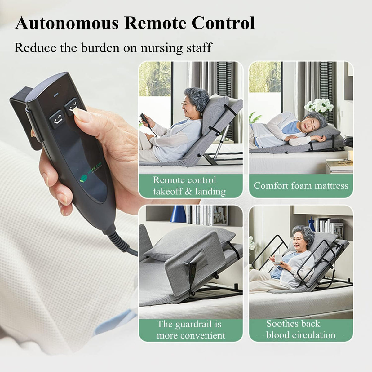 Portable Electric Bed Backrest, Adjustable Medical Pillow Lifter, Adjustable Sit-up Back Rest Disability Backrest Bed Support Stand Assist Aid for Neck Head and Lumbar Support,Standard