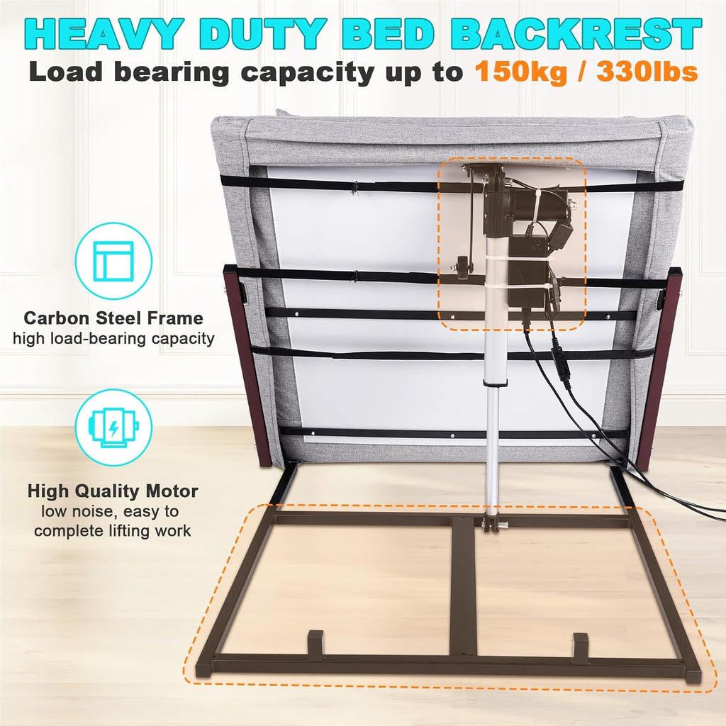 YUCHENGTECH Adjustable Power Lifting Bed Backrest with Foldable Armrest Electric Lifting Backrest for Bed for Seniors Patient Pregnant Handicap 330LBS (29.5 * 47.2')