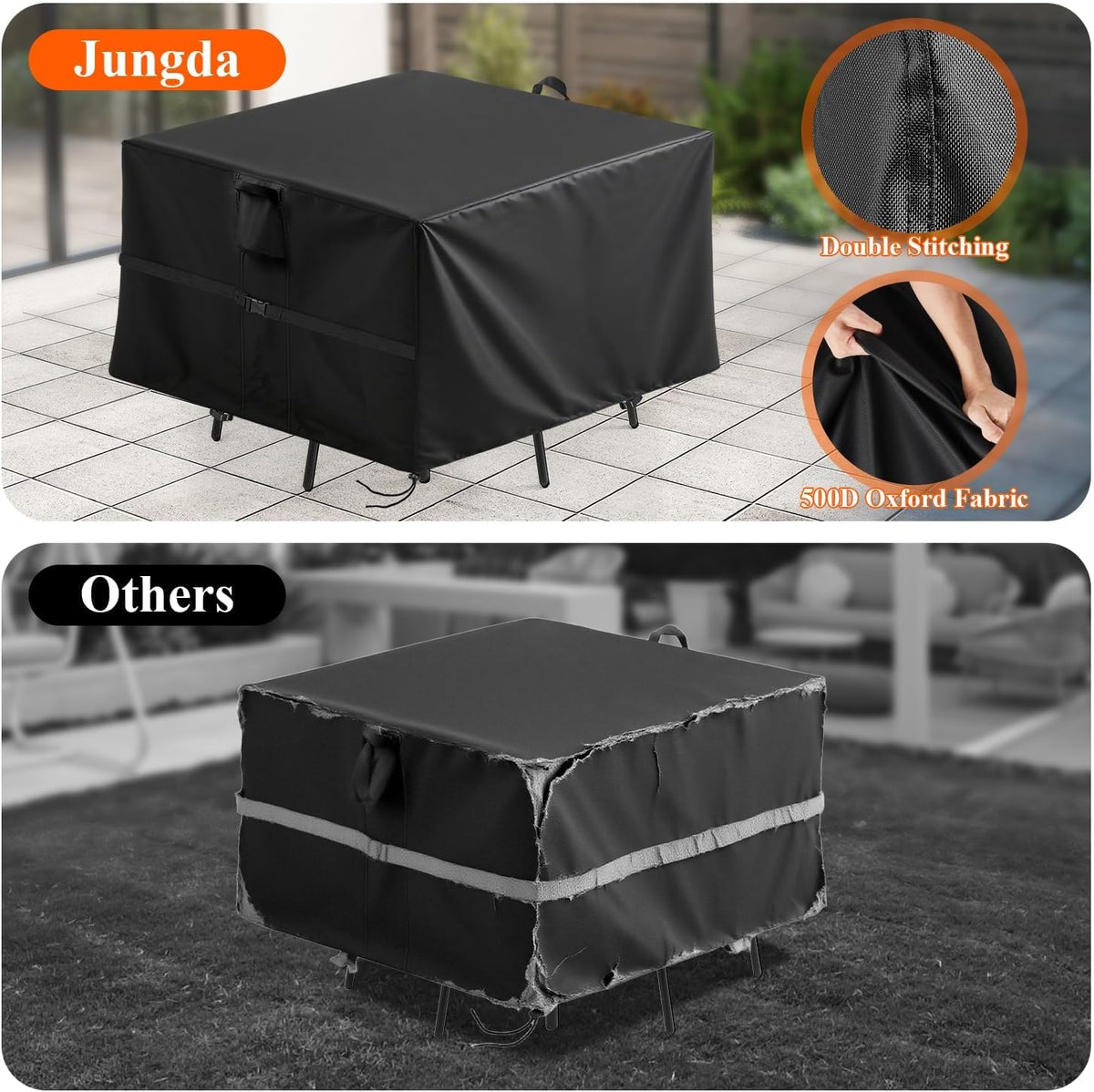 Outdoor Square Table Cover 136Inch,Waterproof Patio Square Furniture Covers,Heavy Duty Outside Squares Furniture Cover - 136 x 136 x 42 Inch