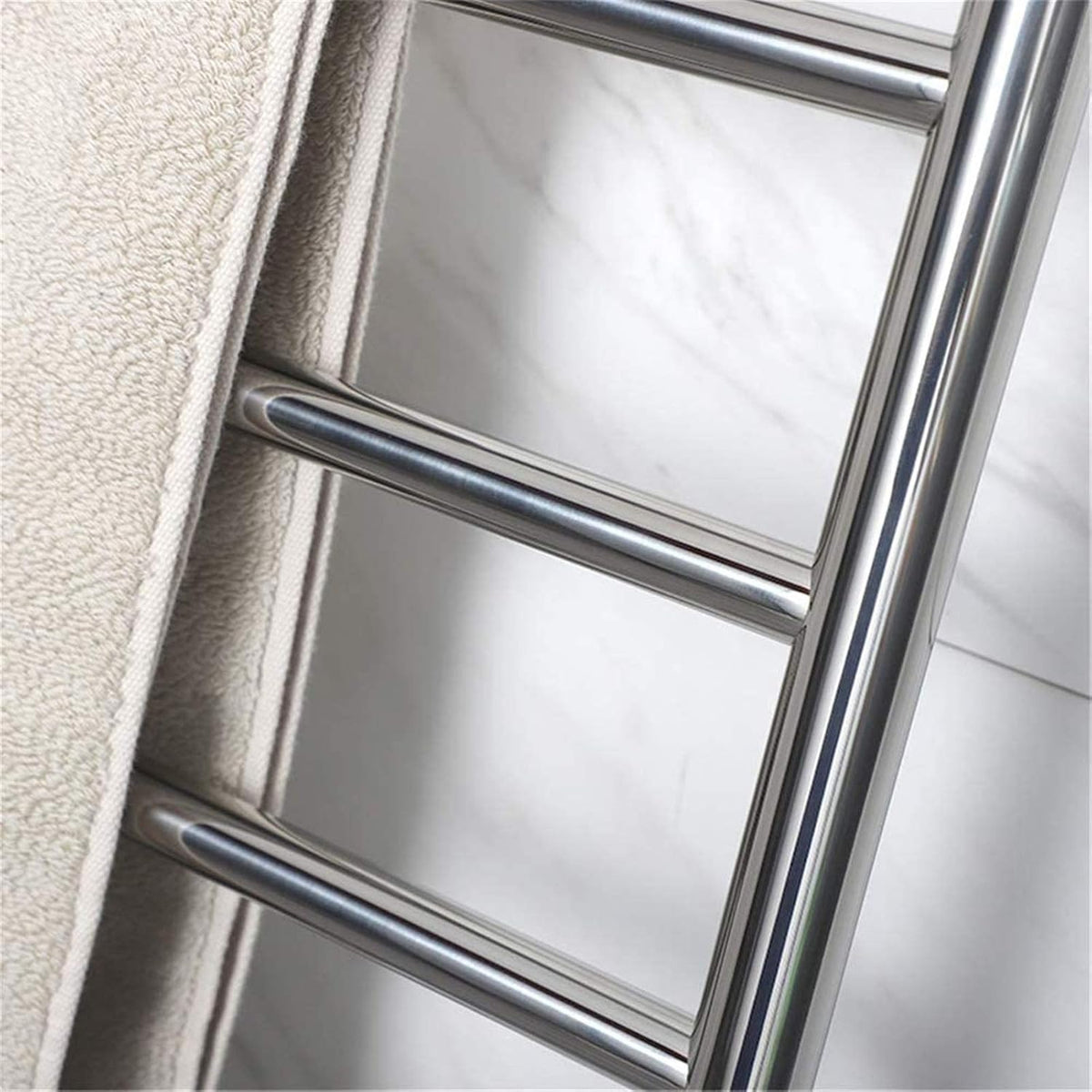Heated Towel Rail Bathroom Wall Heater Electric Towel Warmer, 6 Bars Towel Dryer Wall-Mounted Bright Light Bath Towel Heater - Stainless Steel