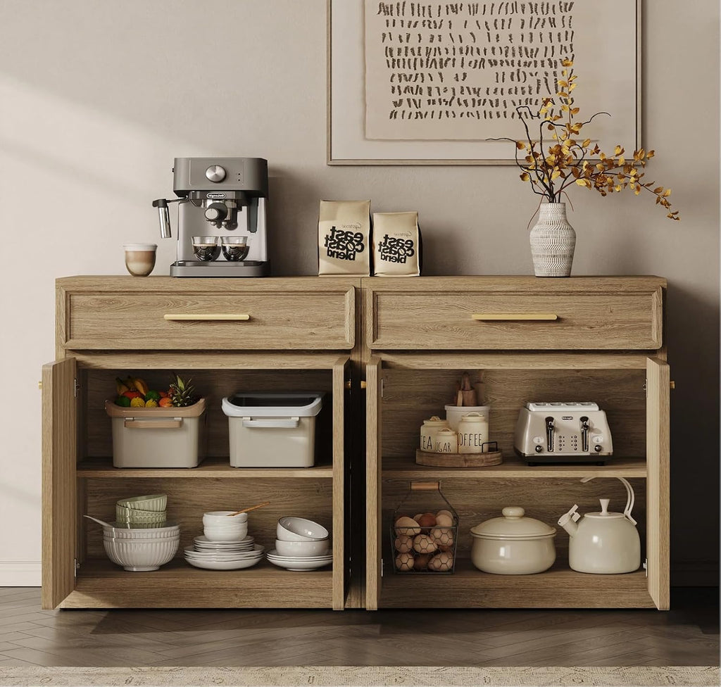 SICOTAS Buffet Cabinet with Storage Tall Modern Accent Storage Cabinet with Doors and Shelves 30 inch Wide Wooden Sideboard Credenza Buffets Console Table Coffee Bar for Kitchen Dining Living Room