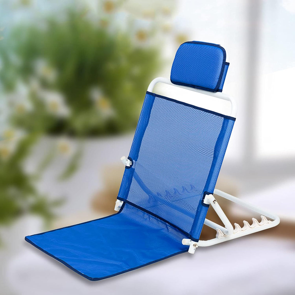 Adjustable Padded Change Angle of Backrest Support Lightweight Beach Travel Back Rest Reclining Support Disability Aid for Elderly and Disabled People,Blue for Bed