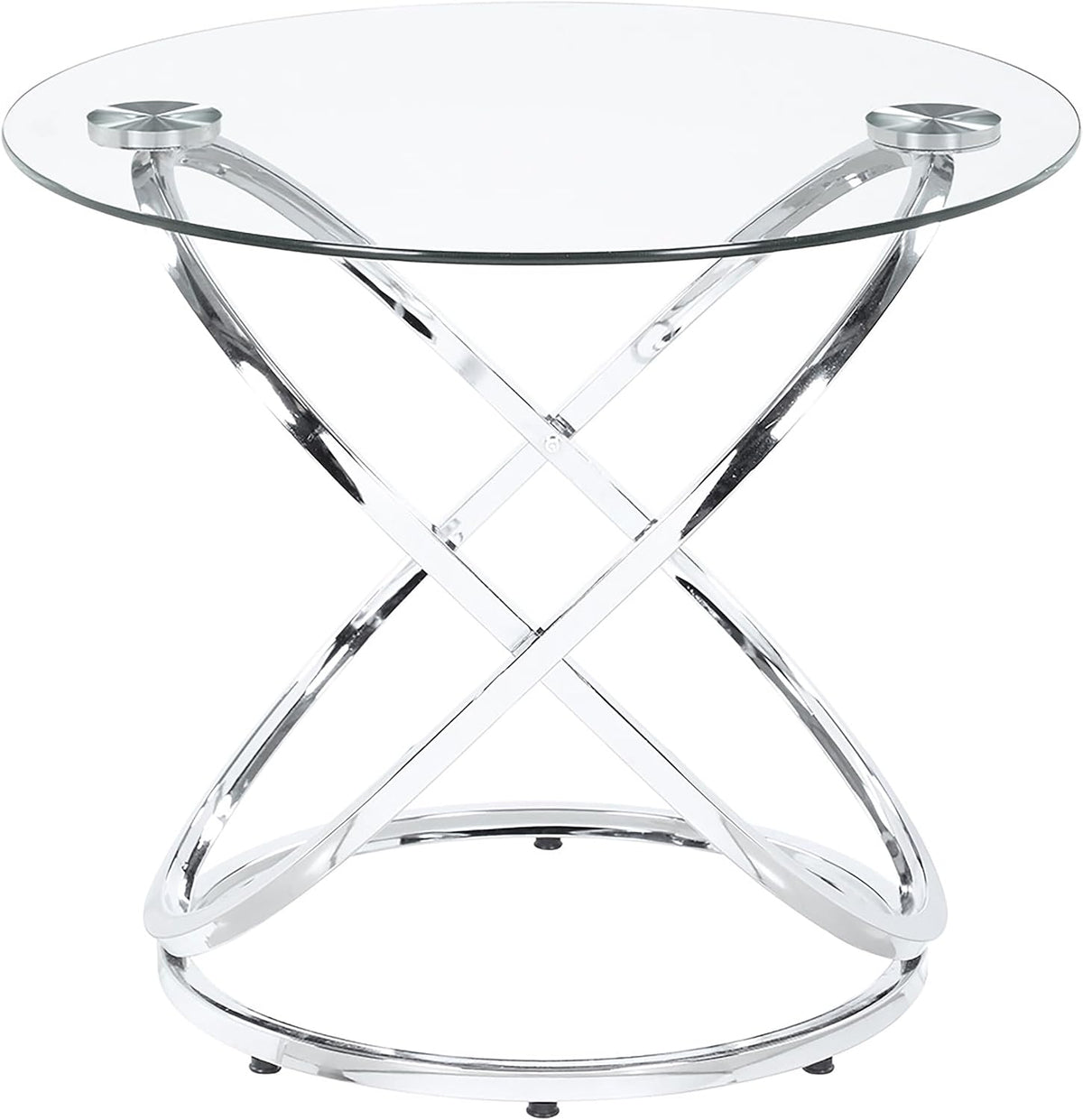 Coaster Home Furnishings - Warren - 3-Piece Coffee Table Set with Clear Glass Oval Tops, Metal Frame with Intertwined Ring Design - Living Room - Chrome - 722373