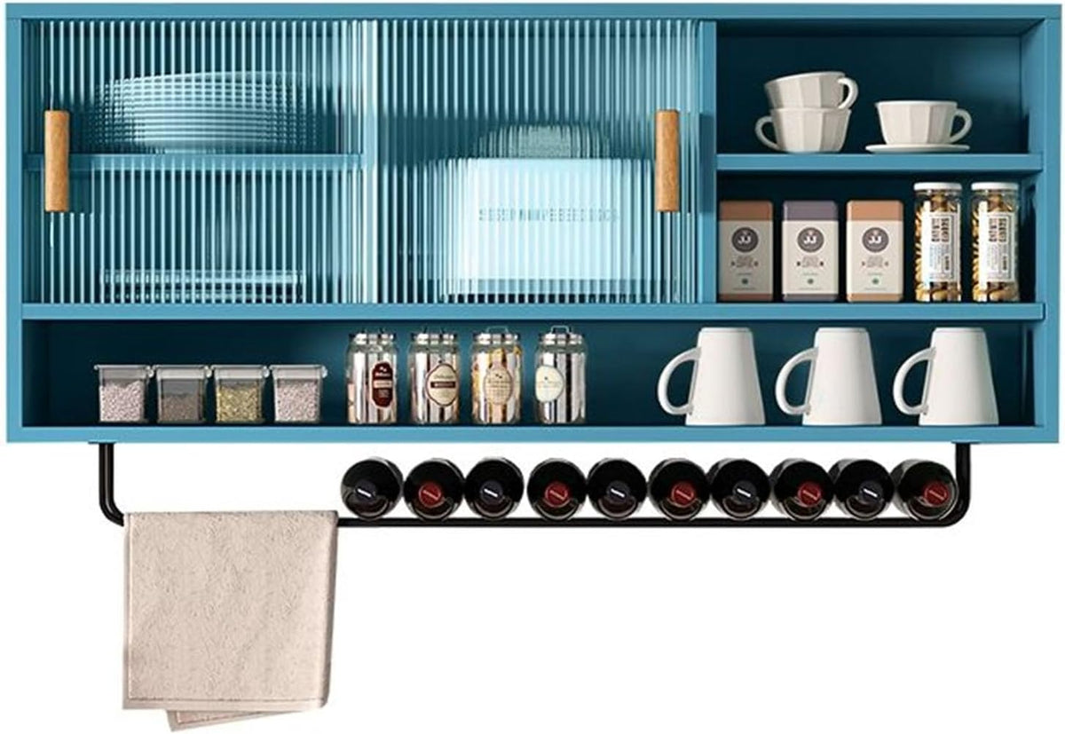 Modern Wall Mounted Storage Cabinet,Wooden Large Kitchen Wall Cabinet with 2 Glass Door and Towel Bar,Large Capacity Medicine Cabinet for Kitchen Living Room Laundry Room Cabinets