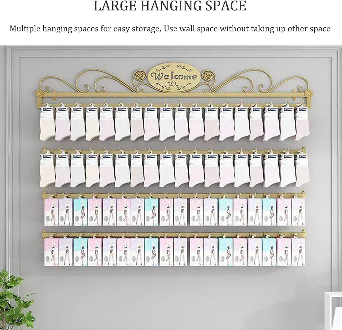 Wall-Mounted Socks Storage Organizer Display Stand,Modern Metal Retail Store Earring Holder Hanging Jewelry Rack,Closet Storage Metal Necklace Hooks Keyring Hats Craft Toys Show Rack