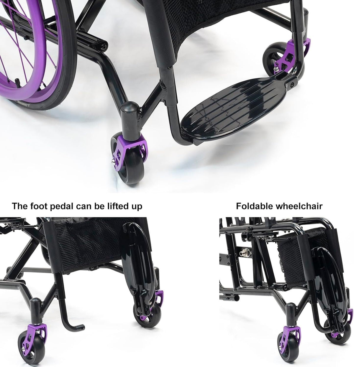 Folding Wheelchair For Adults,Folding Transport Wheelchairs,Lightweight Sport Wheelchair,Aluminum Alloy Wheelchair,Self-Propelled Wheelchairs,Park & Brake Anti Tipper(Size:Seat width 38cm/14.9in,Color