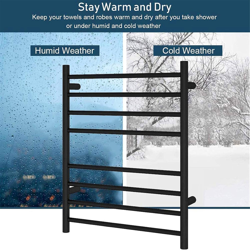 Electric Towel Rack,Wallmounted Tower Warmer Bar 4+4 Heated Bars Towel Drying Rack Heated 80W 25.6X21.6X4.4 in,Plug in,Bath Towel Dryer