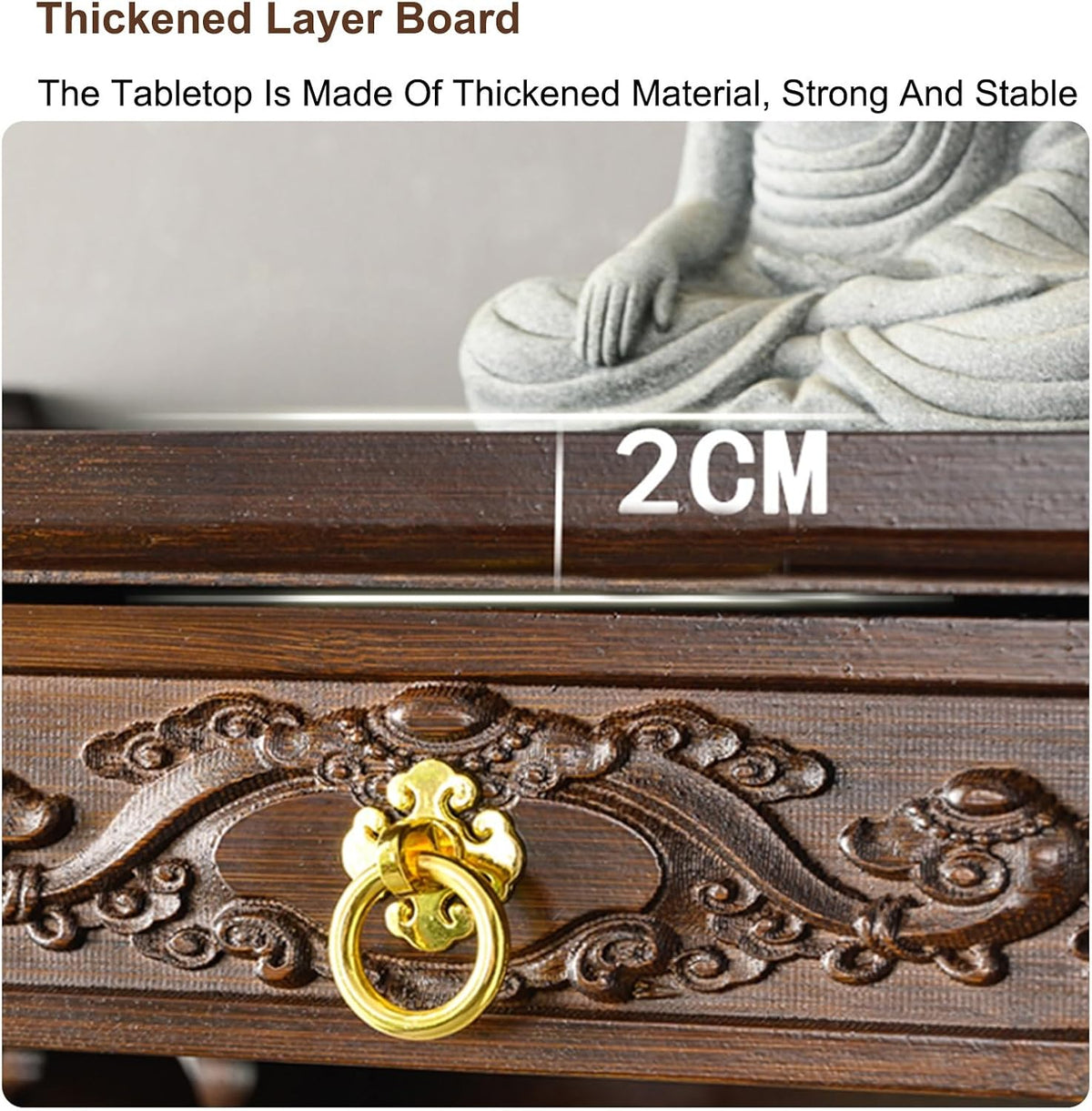 Wall-Mounted Buddha Altar Shelf, Wooden Altar Table, Temple Buddha Shrine, Meditation Table, Chinese Fengshui Statue Display Shelf, for Living Rooms, Shrines, Temples(40x30x20cm/15.7x11.8x7.9in)