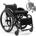 Lightweight Sports Wheelchair,Portable Transport Wheelchair,Aluminium Wheelchair,Mute Wheelchair,Handbrakes Quick Release Rear Wheels & Anti-Tip Wheels,for Teenagers,Adults,Seniors(Black,Seat width 40