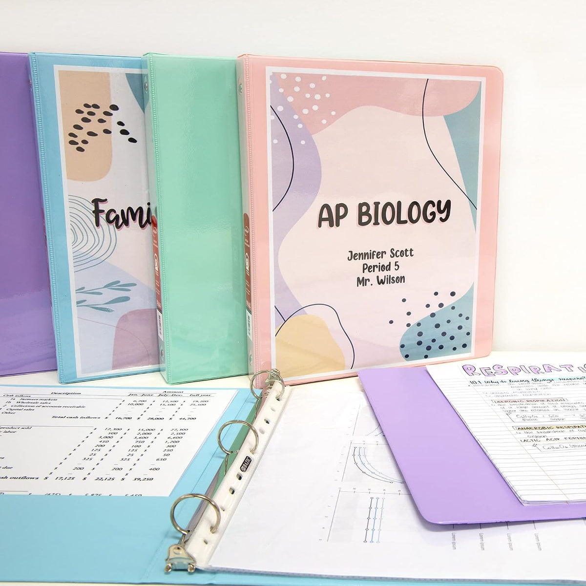 BAZIC Products 3 Ring Binder 1' Economy View Binders Organizer - Pastel Color, Round Ring, Hold 175 Sheets Paper, for School Office Home, 24-Count