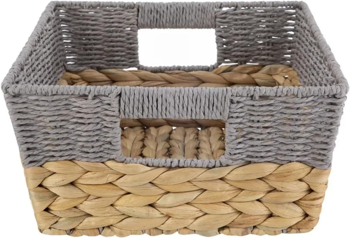 Fruit Rack Square-shaped Rattan Fruit Baskets Woven Storage Bowls Key Holder Stackable for Shelf Kitchen Tabletop Natural Set of 4