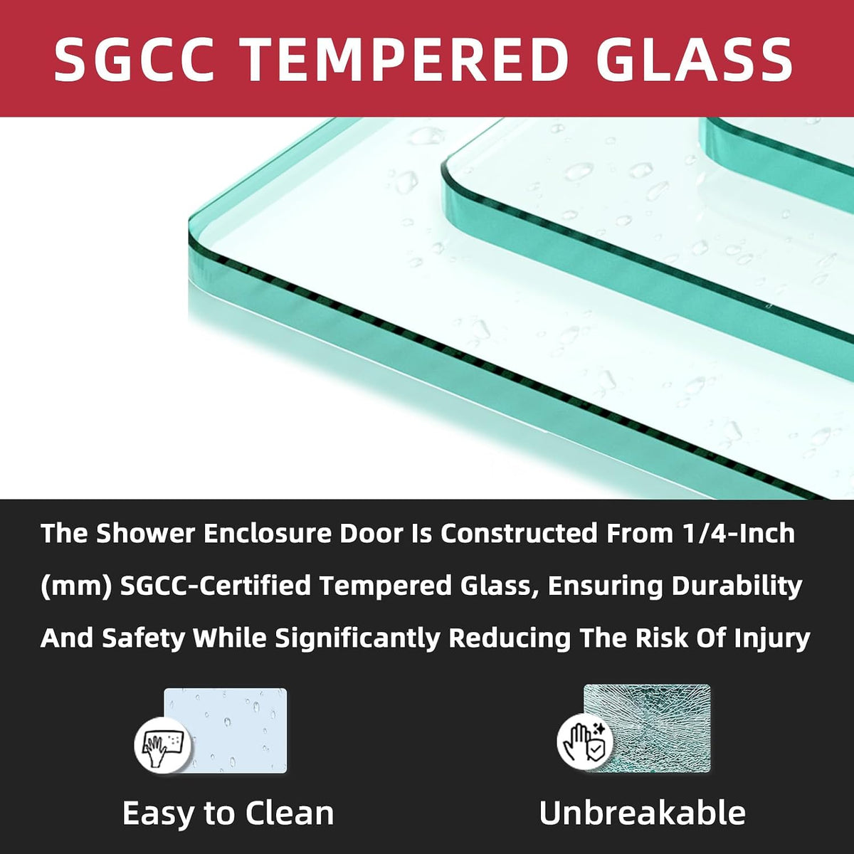 Shower Door 56-60' W x 72' H, Semi-Frameless Sliding Glass Shower Door, 1/4' (6mm) SGCC Tempered Glass Bathroom Sliding Door, Matte Black Finish, 304 Stainless Steel Hardware