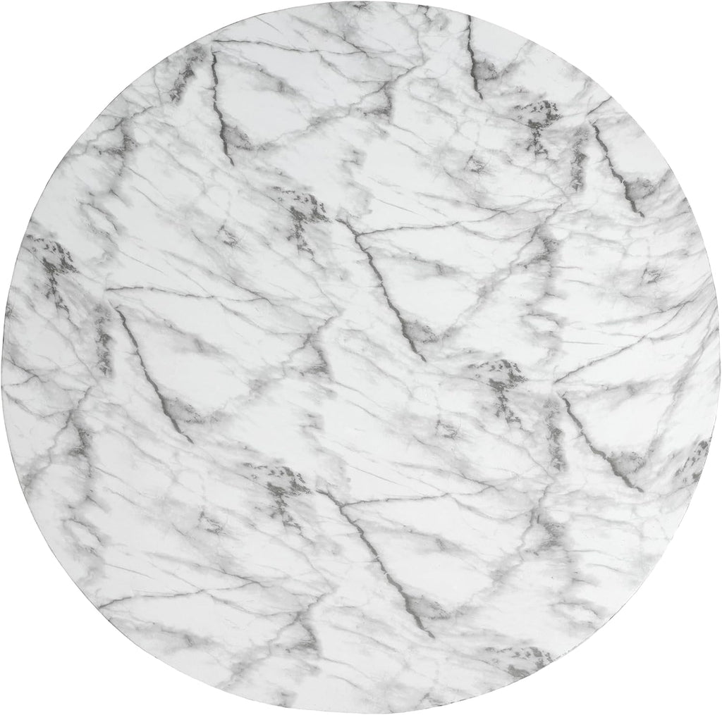 27.5' Round Marble Coffee Table Modern Faux Stone Coffee Table for Indoor and Outdoor Circle Center Tables with Pedestal Accent End Side Tables for Living Room, Magnesium Oxide, Cream