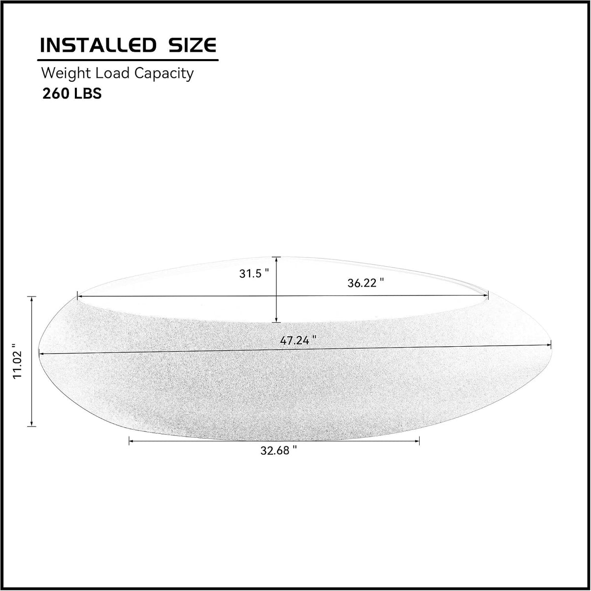 47' Faux Stone Coffee Table Modern Unique Coffee Table Rock Center Tables Round Edge Design Fiberglass Accent Tables for Living Room Office Apartment No Assembly Required White