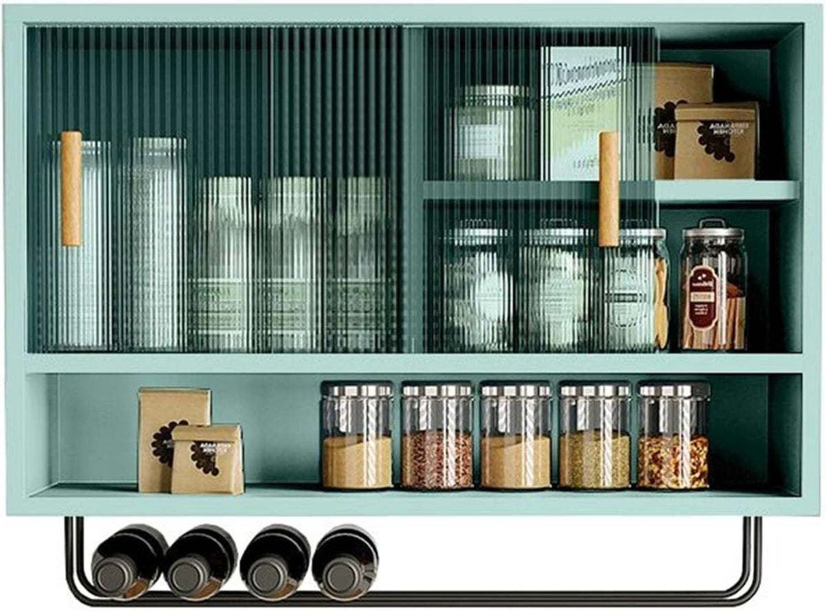 Modern Wall Mounted Storage Cabinet,Wooden Large Kitchen Wall Cabinet with 2 Glass Door and Towel Bar,Large Capacity Medicine Cabinet for Kitchen Living Room Laundry Room Cabinets