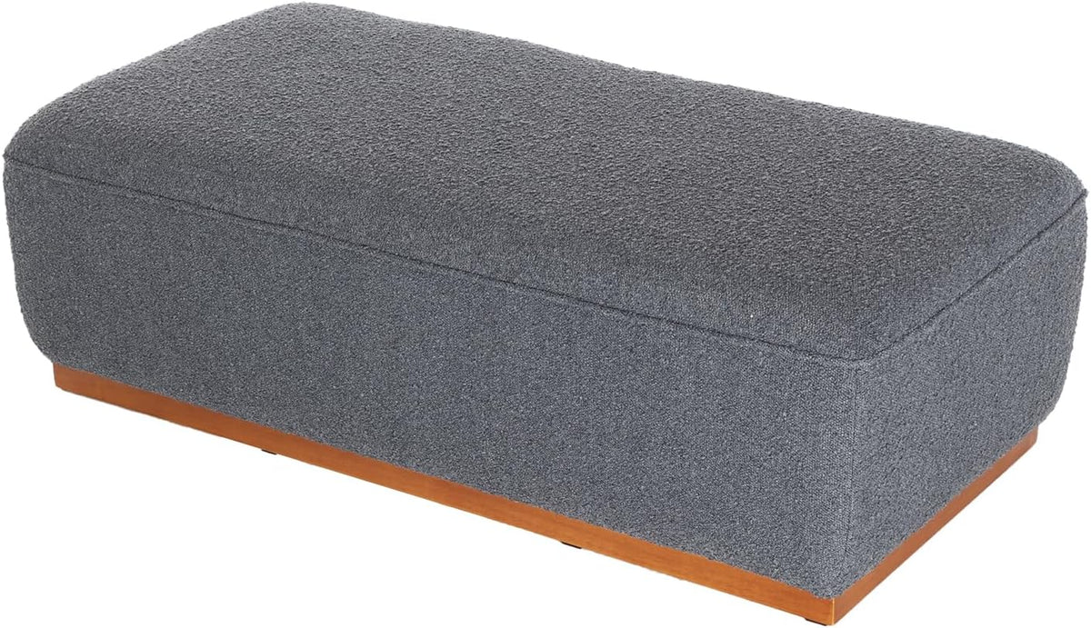 Rectangular Ottoman Coffee Table 30' Premium Fabric upholstered Coffee Table with high Density Foam and Solid Wood Frame, Stylish and Practical Living Room Furniture, Grey