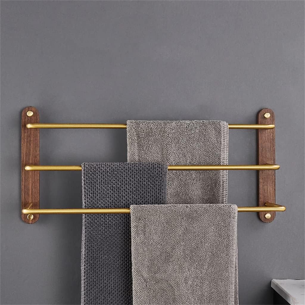 Bathroom Aluminum Towel Rack Wall-Mounted 30/40/50 Cm Towel Rack Wooden Towel Bar Bathroom Accessories (A 30CM)
