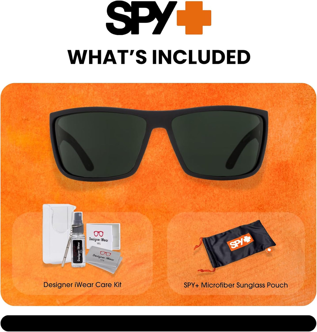Spy Rocky 62MM Cylindrical Shield Sunglasses for Men +BUNDLE with ACCESSORY EYEWEAR KIT