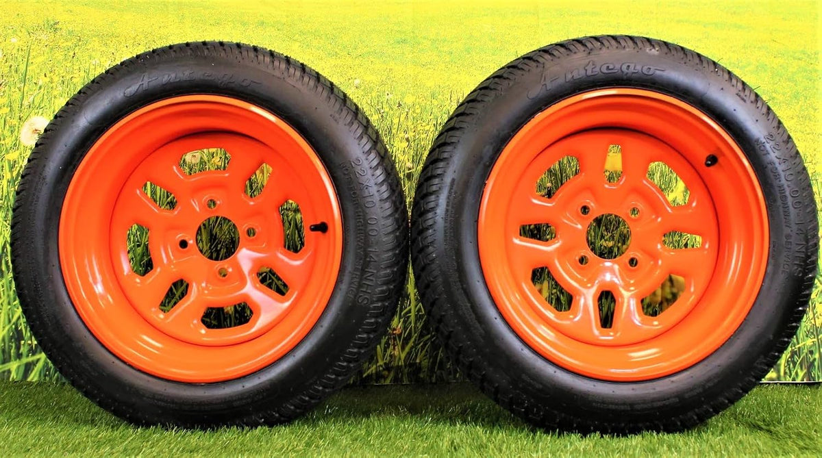 Antego Tire & Wheel (Set of 2) 22x10.00-14 Kubota Assemblies K3011-17200, K3011-17030 UltraScraper Z, Kommander ZG100 & ZD
