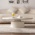 45.67' Cream Style Coffee Table with Stable Fiberglass Table Legs, Oval E1 Density Board Tabletop - Smooth Fininsh, for Small Space (Oval 45.67in)