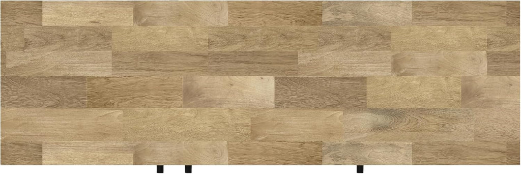 SIMPLIHOME Reeves 57 inch x 18 inch Rectangle Contemporary Modern Sideboard Buffet in Natural for The Dining Room and Kitchen
